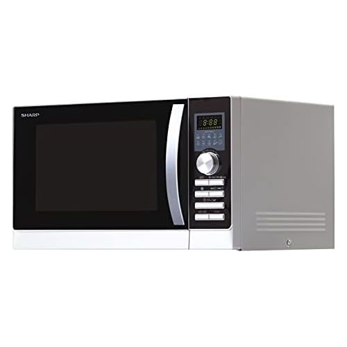  [아마존베스트]Sharp R843INW 3-in-1 microwave with hot air, grill and convection / 25 L / 800 W / 1000 W grill / 2500 convection / 10 automatic programs / pizza program / metal turntable (30 cm)