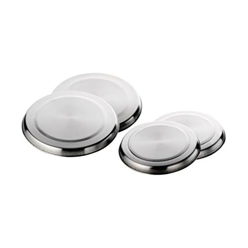  [아마존베스트]axentia Round Hob Covers - Stainless Steel Cover for Stove Plates - 4 x Cover Plates in Silver - Hob Cover Plates 2 x 16 cm / 2 x 20 cm Diameter - Can be Used as a Coaster - Cover