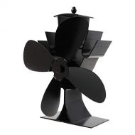 DXDUI Heat Powered Electrical Fan Silent Stove Fan with 4 Blades Log Wood Burner Fireplace Fan Efficient Heat Distribution for Home Fireplace,Black