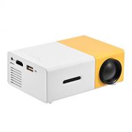 ASHATA Mini Home Theater Projector, Portable Stylish LED Projector with 1080P HD,HDMI Multimedia Player Video Projector with Clear Stereo Sound Effect (White Yellow)