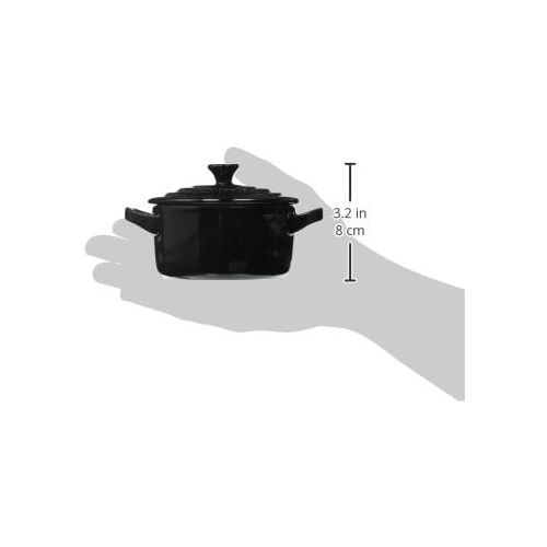 르크루제 Le Creuset Stoneware Mini Round Cocotte, 8 oz, Black