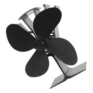 BESPORTBLE Fireplace Fan Heat Powered Stove Fan 4 Blades Aluminium Alloy Stove Fan for Wood Log Burner Fireplace Circulating Warm Air Saving Fuel Efficiently
