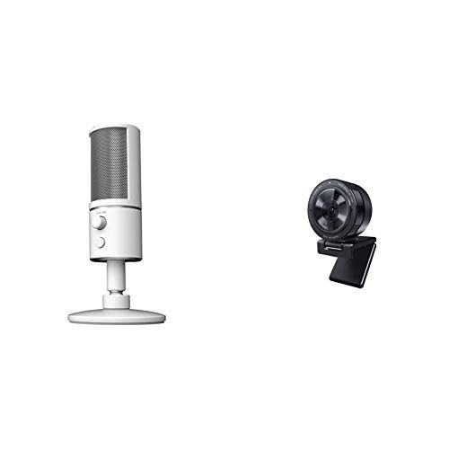 레이저 Razer Seiren X USB Streaming Microphone + Kiyo Pro Streaming Webcam Bundle: Mercury White