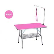 HBK2 Foldable Stainless Steel Pet Grooming Table for Small Pet Portable Operating Table Rubber Surface Bath Desk Blue Pink