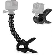 ParaPace Jaws Flex Clamp Mount Used with Seven Joint Stand Adjustable Gooseneck for Gopro Hero 10/9/8/7/6/5/4/3+ DJI SJCAM Action Cameras Accessories(Black)
