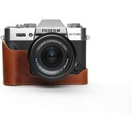 X-T30 Camera Case, BolinUS Handmade Genuine Real Leather Half Camera Case Bag Cover for Fujifilm Fuji X-T30 XT30 X-T20 XT20 X-T10 XT10 Camera Bottom Opening Version + Hand Strap (L