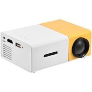 Zerone Mini Projector, Built-in Stereo Speaker Portable Multimedia Home Theater Projector with HDMI/AV/USB Interface 320x240 Resolution (White-Yellow)