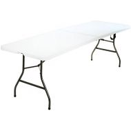 CoscoProducts COSCO Deluxe 8 foot x 30 inch Fold-in-Half Blow Molded Folding Table, White