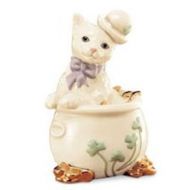 Lenox Pat, the Little Irish Cat Cat in a Pot Figurine