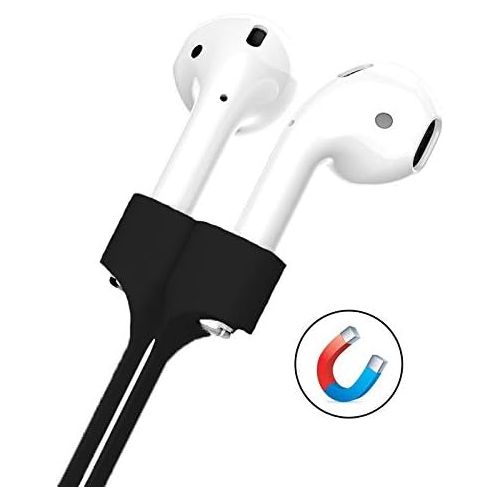  [아마존베스트]Amial Europe -- Magnetic Strap Compatible with AirPods and Wireless Headphones [Extra Long 70 cm] Silicone Perfect for Sports and Outdoor Activities (Black)