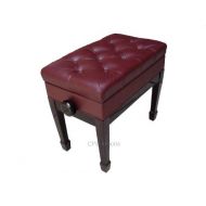 CPS Imports Adjustable Artist Piano Bench Stool in Mahogany with Music Storage