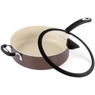 Ozeri Stone Earth All-in-One Sauce Pan 100% APEO, GenX, PFBS, PFOS, PFOA, NMP and NEP-Free German-Made Coating, 5 L (5.3 Quart), Coconut Brown