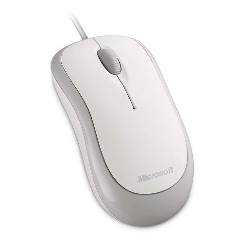  Microsoft Basic Optical Mouse - White. Comfortable, Right/Left Hand Use, Ergonomic Design, Wired USB Mouse, for PC/Laptop/Desktop