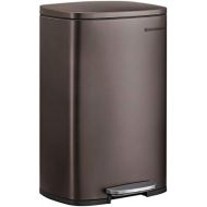SONGMICS 13.2 Gal (50L) Kitchen Trash Can, Pedal Garbage Can, with Plastic Inner Bucket, Hinged Lid, Soft Closure, Odor Proof and Hygienic, Brown ULTB50BR