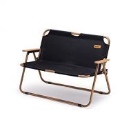 Naturehike Outdoor Furniture Double Wooden Folding Chair Camping Hiking Portable Leisure Chair (Black)