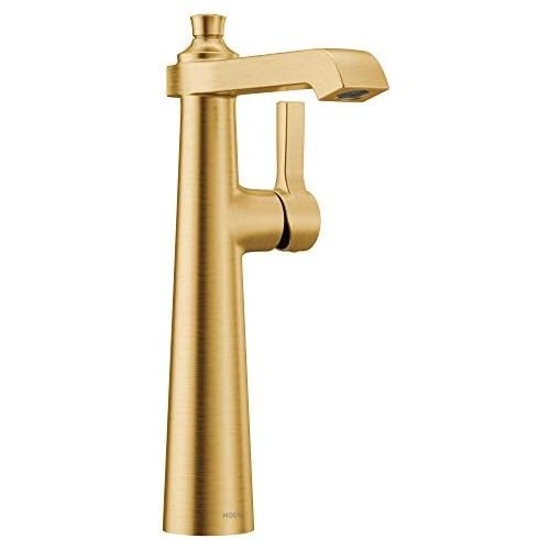  Moen S6982BG Flara One-Handle Single Hole Vessel Sink Bathroom Faucet, Brushed Gold