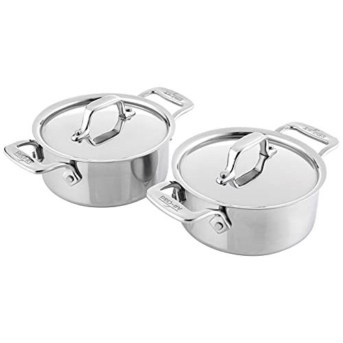  All-Clad E849A264 Stainless Steel Cocottes, 0.5-Quart, 2-Piece, Silver