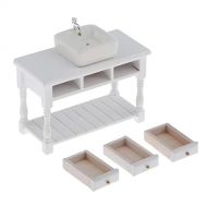 LoveinDIY 1:12 Square Wash Basin Sink + Cabinet Set for Dollhouse Scenery Model Accs