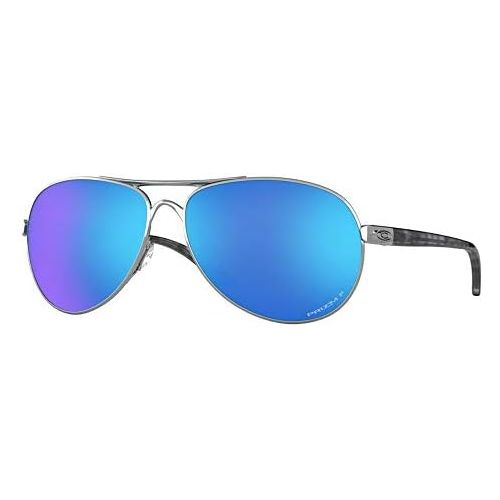오클리 [아마존베스트]Oakley Feedback OO4079 407933 59M Polished Chrome/Prizm Sapphire Sunglasses +BUNDLE with Oakley Accessory Leash Kit