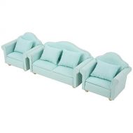 GLOGLOW Miniature Dollhouse Furniture, 3Pcs Fabric Sofa with Pillows Doll House Furniture Couch for 1:12 Doll House Accessories (Green)