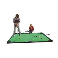 HearthSong Golf Pool Indoor Family Game Kids Toy Carbon Fiber 78Lx57W Includes Golf Clubs, 16 Balls, Green Mat, Rails