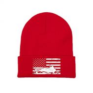 GERCASE USA American Flag Snowmobiling Vintage Red Beanie Adults Unisex Men Womens Kids Cuffed Plain Skull Knit Hat Cap