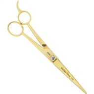 Millers Forge Steel Gold Finish Pet Straight Shears with Finger Rest, 7-Inch