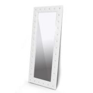 BW Interiors Contemporary Crystal Tufted Floor Mirror in White Trim