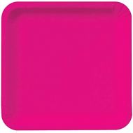 Creative Converting 463277 Touch of Color 18 Count Square Paper Dinner Plates, Hot Magenta , 9 -