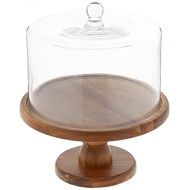 American Atelier 212767, Brown Madera Pedestal Plate with Lid  Domed Serving Cake Stand  for Cupcakes, Pies, Veggie Platter, Desserts & Chip and Dip