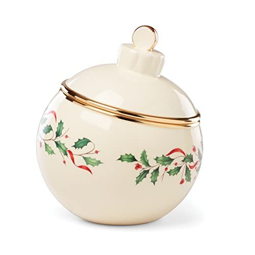 레녹스 Lenox Holiday Ornament Cookie Jar, 4.20 LB, Red & Green