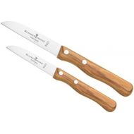 [아마존베스트]Schwertkrone Solingen Germany Set of 2 Wooden Handle / Fruit Knife Olive Vegetable Knife Sharp / Paring Knife Wood Olive Wood 3 Inch + 4 Inch Straight Rustproof