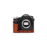 Nikon D850 Camera Case, BolinUS Handmade Genuine Real Leather Half Camera Case Bag Cover for Nikon D850 Camera Bottom Opening Version + Hand Strap (LavaBrown)