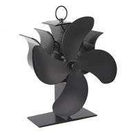 SPNEC FSJJD Black Fireplace Fan 4 Blade Heat Powered Stove Fan Log Wood Burner Quiet Fan Home (Color : Black, Size : 21X13X16CM)