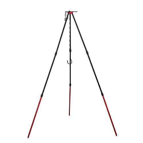  Azarxis Grill Camping Tripod Portable Outdoor Cooking Tripod with Adjustable Hang Chain for Campfire Picnic Hanging Pot Stand Aluminum Cookware Accessory Lightweight Durable (Red)