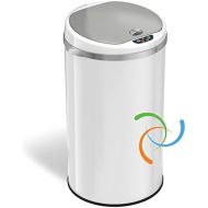 iTouchless 8 Gallon Touchless Sensor Trash Can with Odor Filter System, 30 Liter Round White Steel Garbage Bin, Perfect for Home, Kitchen, Office