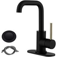 RKF Single-Handle Swivel Spout Bathroom Sink Faucet with Pop-up Drain with Overflow and Supply Hose,Bar Sink Faucet,Small Kitchen Faucet Tap,Chrome Polished,BF3501P-CP2