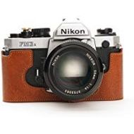 Nikon FM3A Case, BolinUS Handmade Genuine Real Leather Half Camera Case Bag Cover for Nikon FM3A Camera with Hand Strap (LavaBrown)