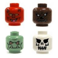LEGO Minifigures Monster Heads 4 Pack - Demon, Werewolf, Frankenstein/Troll, Evil Skeleton
