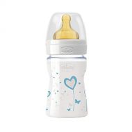 Chicco Feeding Bottle Well-Being 150ml Glass Decorated and Rubber Boy 0M +