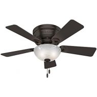 [아마존베스트]Hunter Haskell Indoor Low Profile Ceiling Fan with LED Light and Pull Chain Control, 42, Premier Bronze