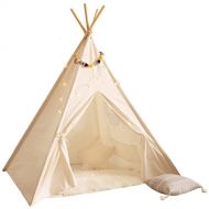 [아마존베스트]PLAYVIBE Kids Teepee Tent for Kids - with Mat, Light String, Pillow & Blanket | Teepee Tent for Kids | Kids Play Tent | Kids Teepee Play Tent | Toddler Teepee Tent for Girls & Boys