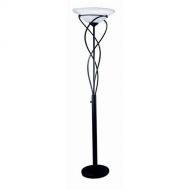 Lite Source LS-9640BLK Majesty 1 Light Large Swirl Torchiere Lamp in Black with
