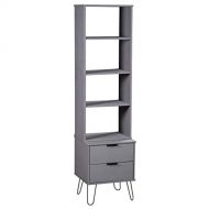 INLIFE Book Cabinet New York Range Gray Solid Pine Wood 20.1KG
