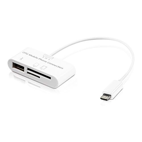  [아마존베스트]kwmobile 3in1 Micro USB Adapter Card Reader OTG for Smartphone / Tablet white
