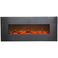 Touchstone 80026 - Stainless Electric Fireplace - (Stainless) - 50 Inch Wide - On-Wall Hanging - Log & Crystal Included - 5 Flame Settings - Realistic Flame - 1500/750W - Timer & R