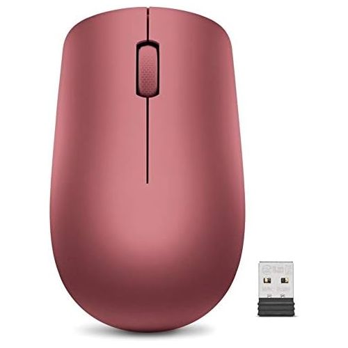레노버 Lenovo 530 Wireless Mouse with Battery, 2.4GHz Nano USB, 1200 DPI Optical Sensor, Ergonomic for Left or Right Hand, Lightweight, GY50Z18990, Cherry Red