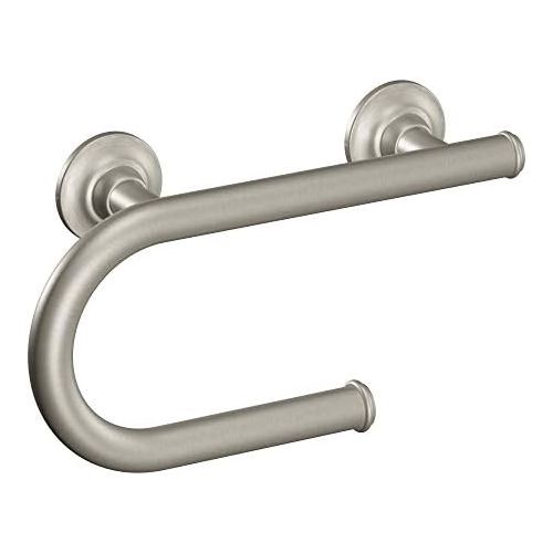  Moen LR2352DBN Home Care 8-Inch Grab Bar with Integrated Toilet Paper Holder, Brushed Nickel