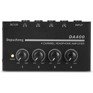 [아마존베스트]Depusheng DA400 Ultra-Compact 4 Channels Mini Audio Stereo Headphone Amplifier with Power Adapter Black