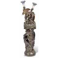 Home Fashion Product 53H Bronze Dragon Fountain Lamp-Pedestal Set